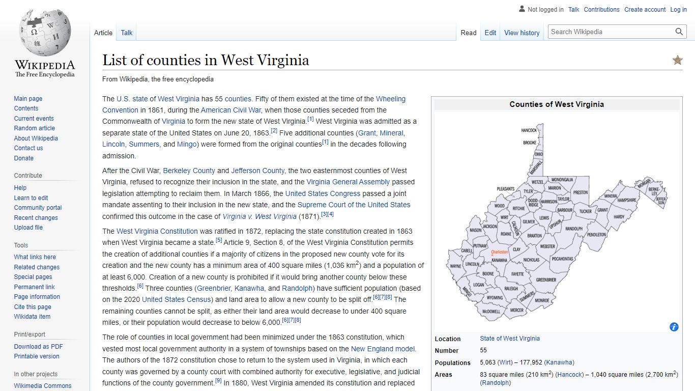 List of counties in West Virginia - Wikipedia