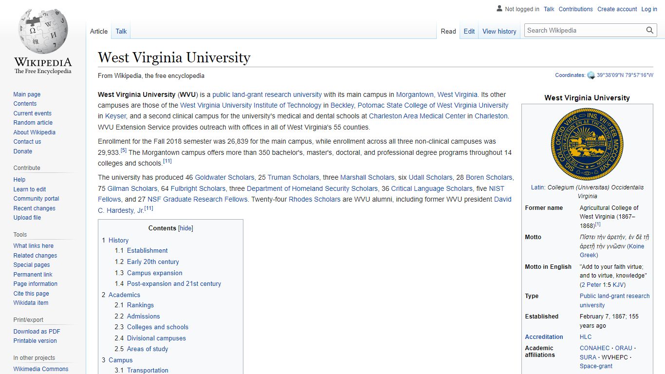West Virginia University - Wikipedia
